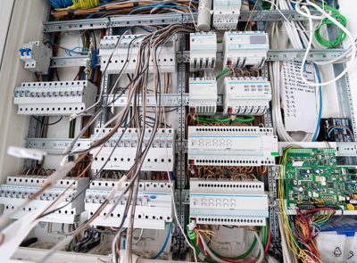 new automated system of electric power supply and distribution. Electric boxes with high-voltage equipment. The scheme for supplying electric power through the main and reserve channels